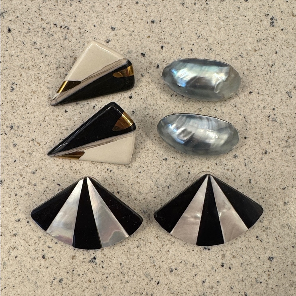 Mother-of-pearl, Abalone and Resin Earrings Set